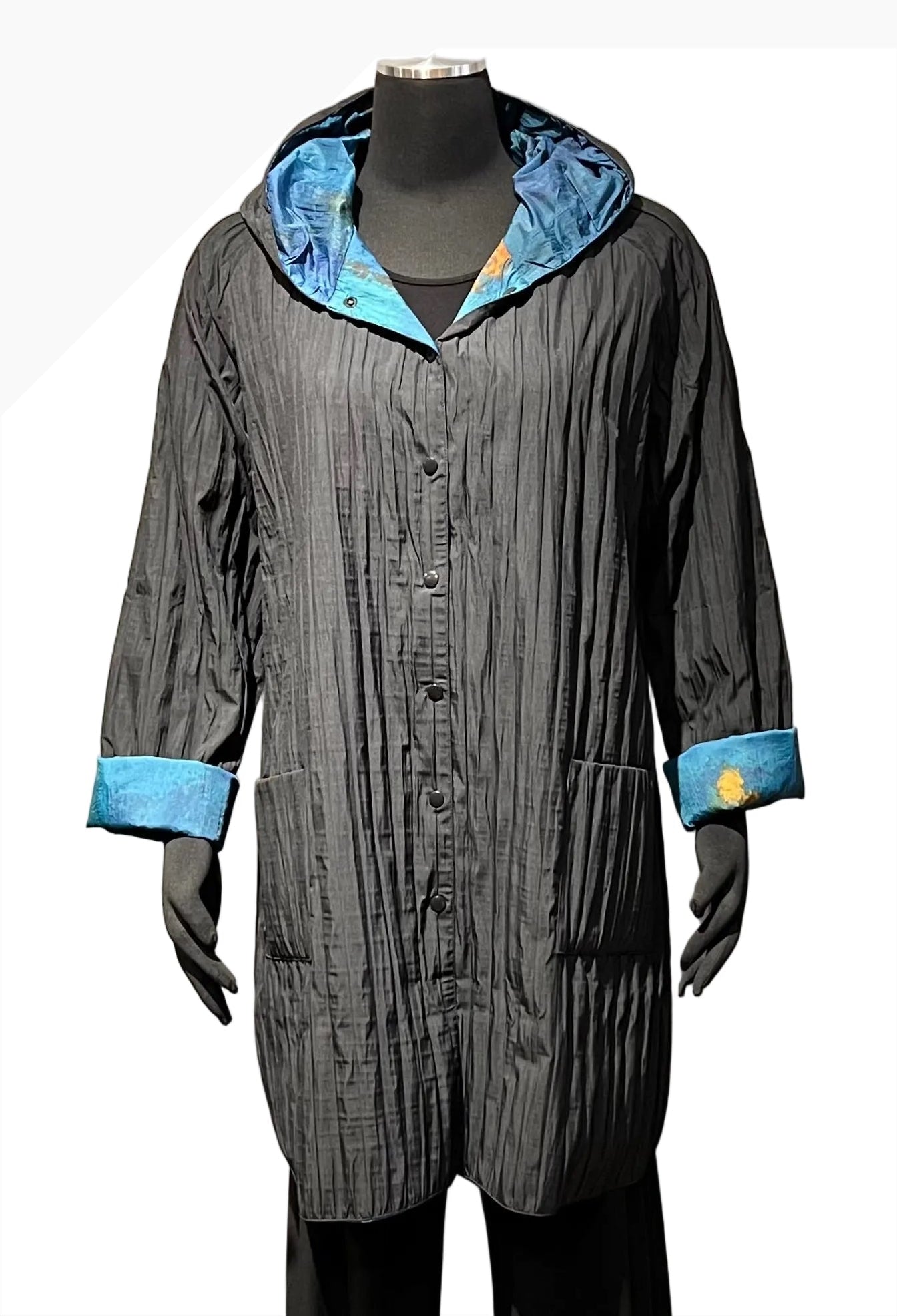 3 Potato HDJKT-BLUEB BLUE Reversible Hooded Rain Coat/Jacket