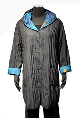 3 Potato HDJKT-BLUEB BLUE Reversible Hooded Rain Coat/Jacket