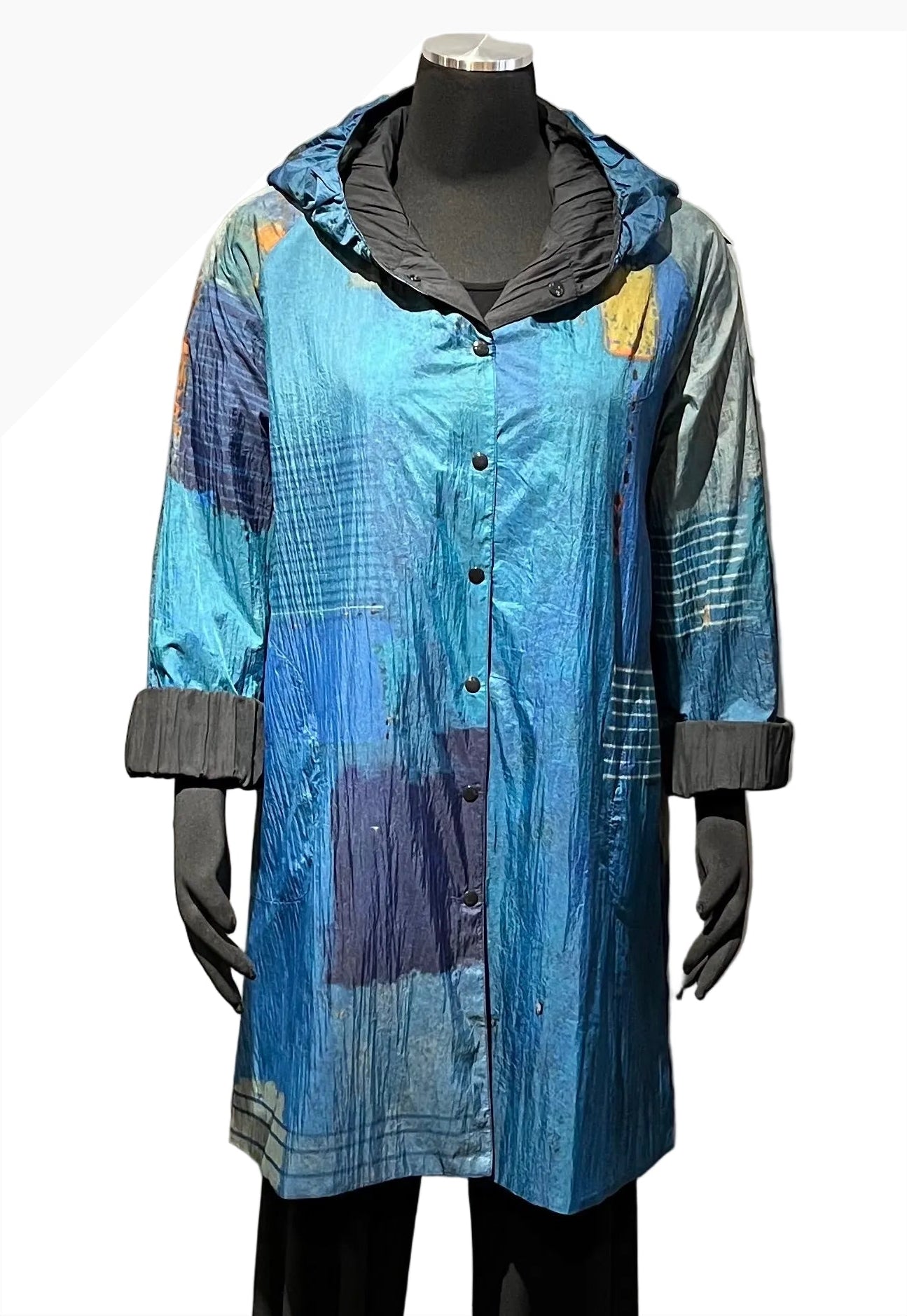 3 Potato HDJKT-BLUEB BLUE Reversible Hooded Rain Coat/Jacket