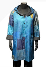 3 Potato HDJKT-BLUEB BLUE Reversible Hooded Rain Coat/Jacket