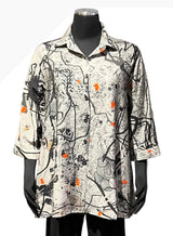 3 Potato C2127-FLWC Tunic Length Button Front Shirt