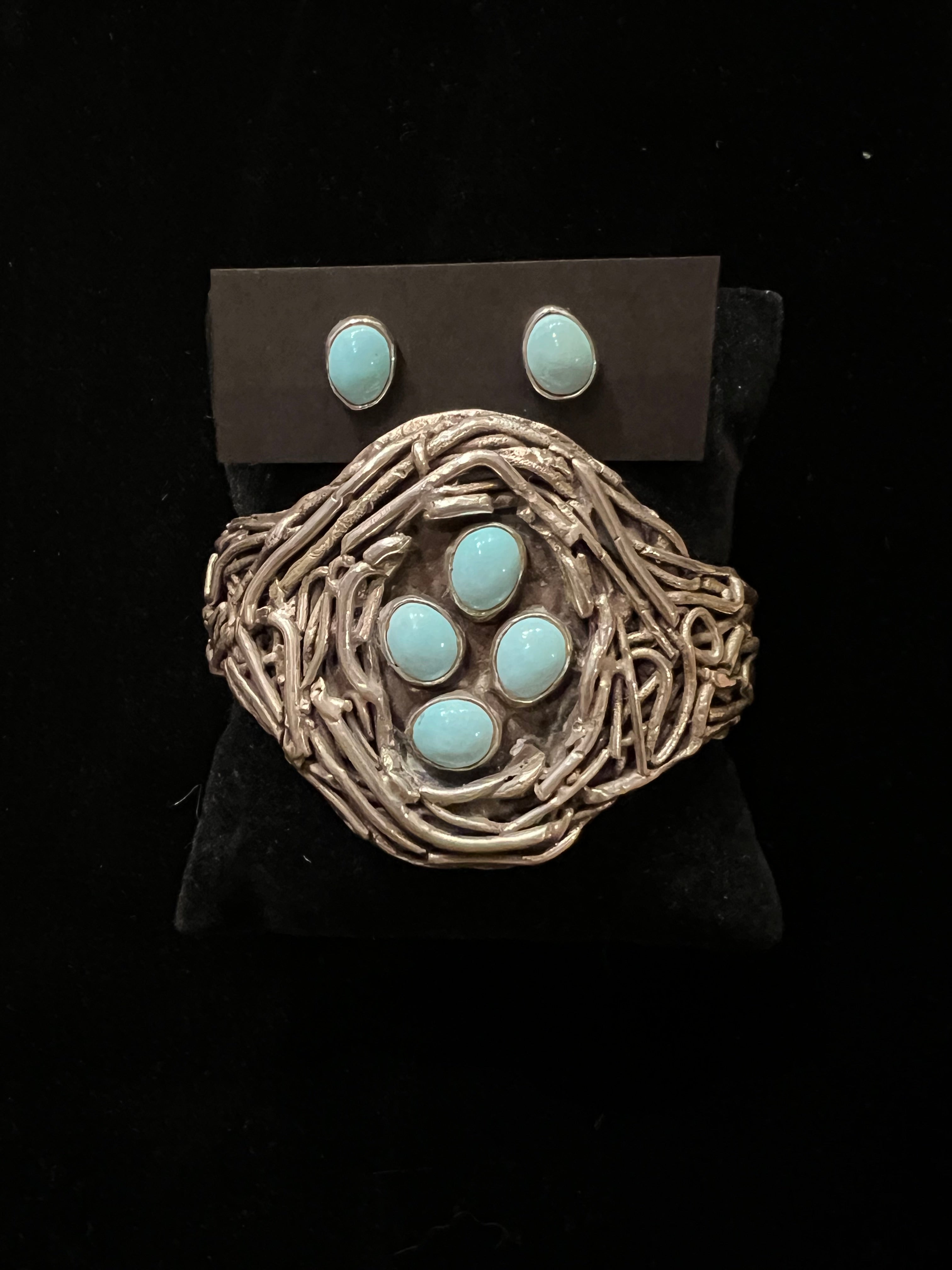 Randall Pipkorn R-65 Birds Nest Bracelet & Matching Earrings