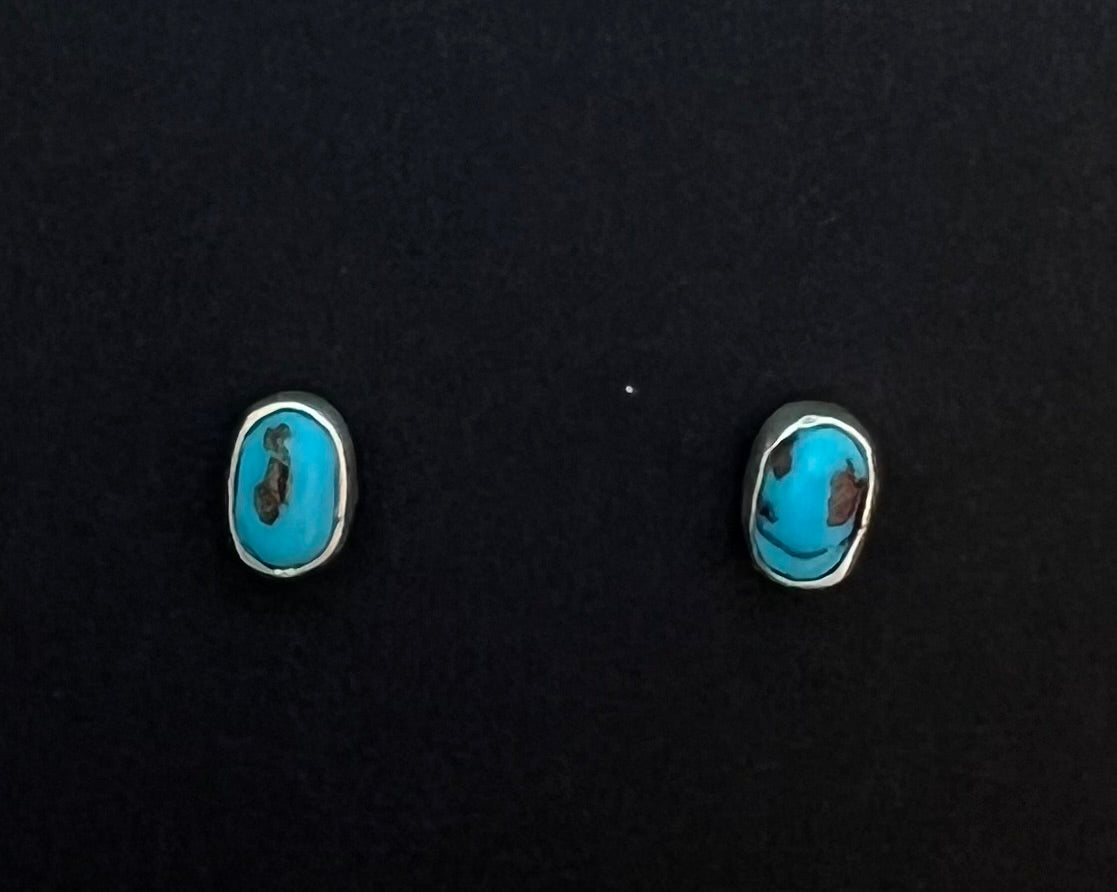 Randall Pipkorn R-69 Small Oval Turquoise Post Earrings