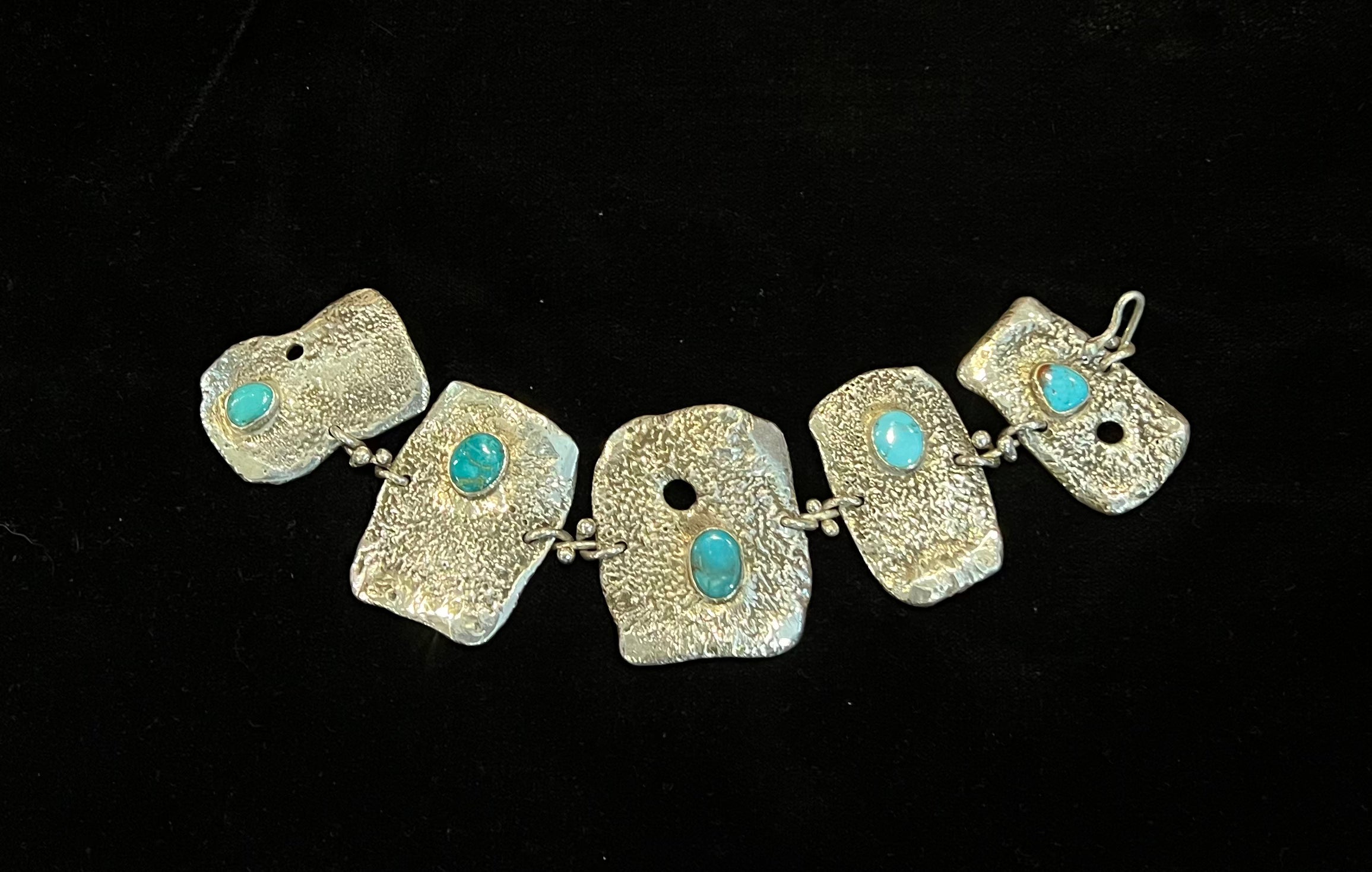 Randall Pipkorn R-64 Silver Link & Turquoise Bracelet