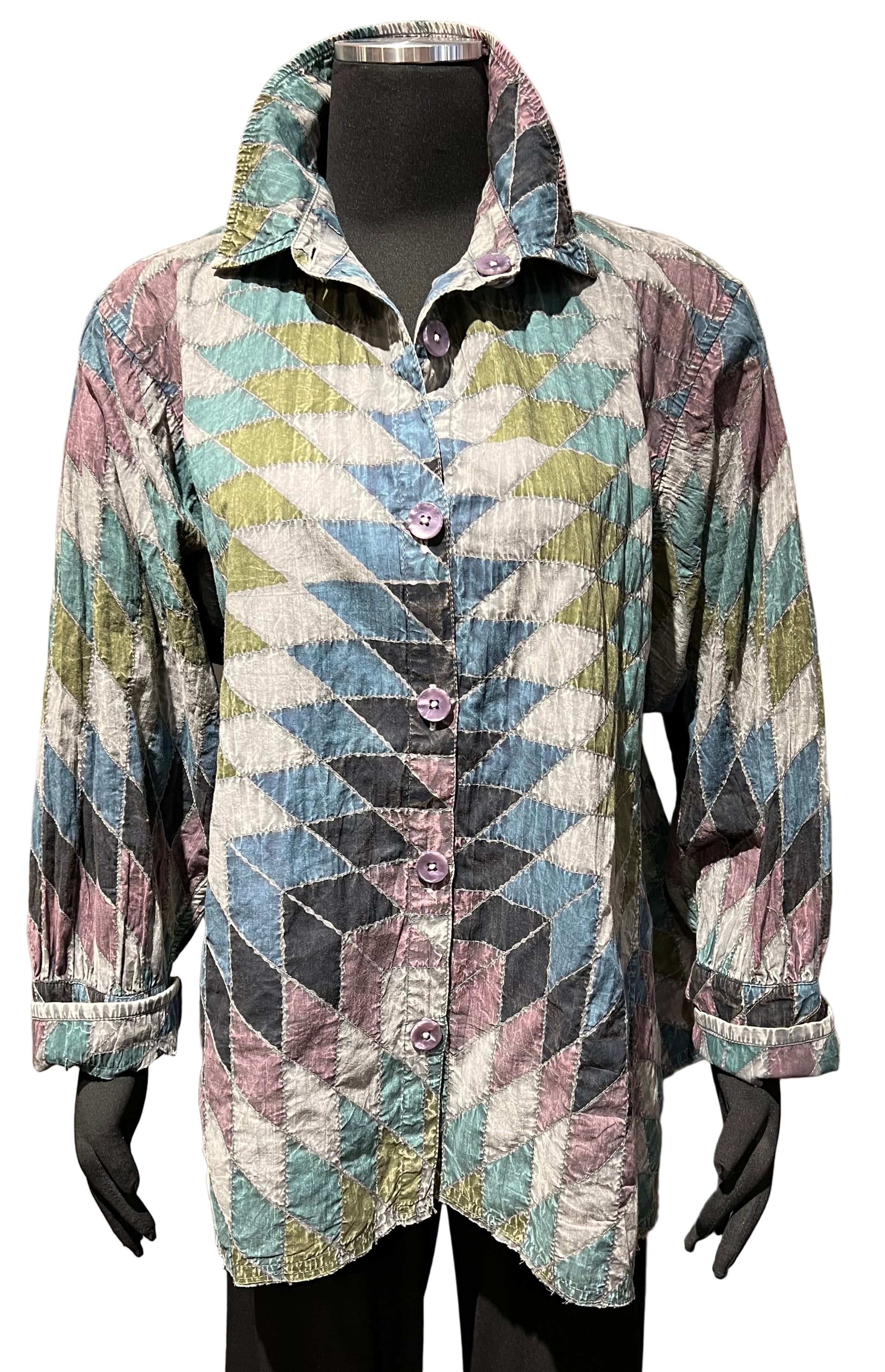 Paper Lace PL-G226S ONE SIZE Grey Mix 100% Cotton Quilted Diamond Pattern Reversible Jacket