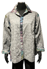 Paper Lace PL-G226S ONE SIZE Grey Mix 100% Cotton Quilted Diamond Pattern Reversible Jacket
