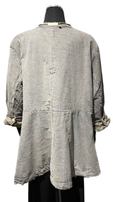 Paper Lace PL-C301J Sage/Grey One Size 100% Cotton Reversible Button Front Jacket With Pockets