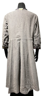 Paper Lace PL-C302J Grey One Size 100% Cotton Reversible Button Front Long Coat With Pockets