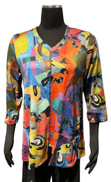 Et'Lois H3477650 V-Neck 3/4 Sleeve One-Pocket Top