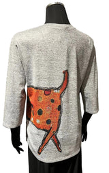 Inoah T350T CLIFFORD Grey 3/4 Sleeve V-Neck A-Line Doggie Top