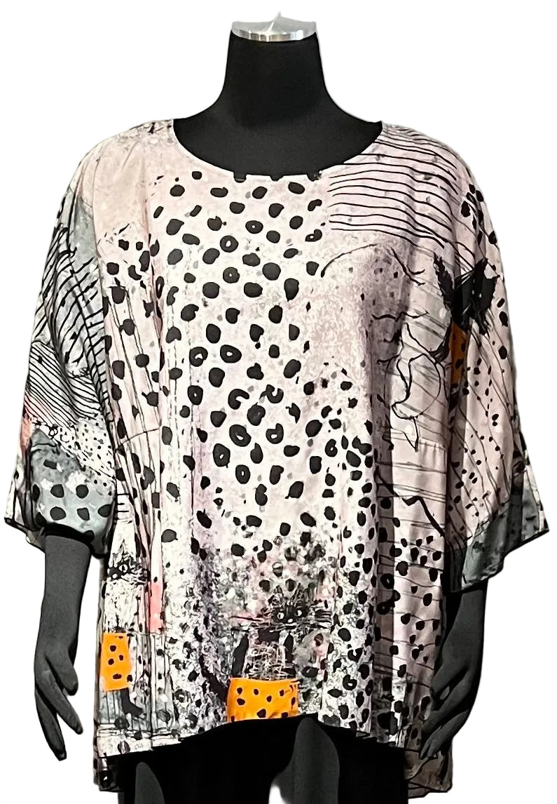 3 Potato 00252C3 CAT3 One Size 3/4 Sleeve Hand Painted Blouse