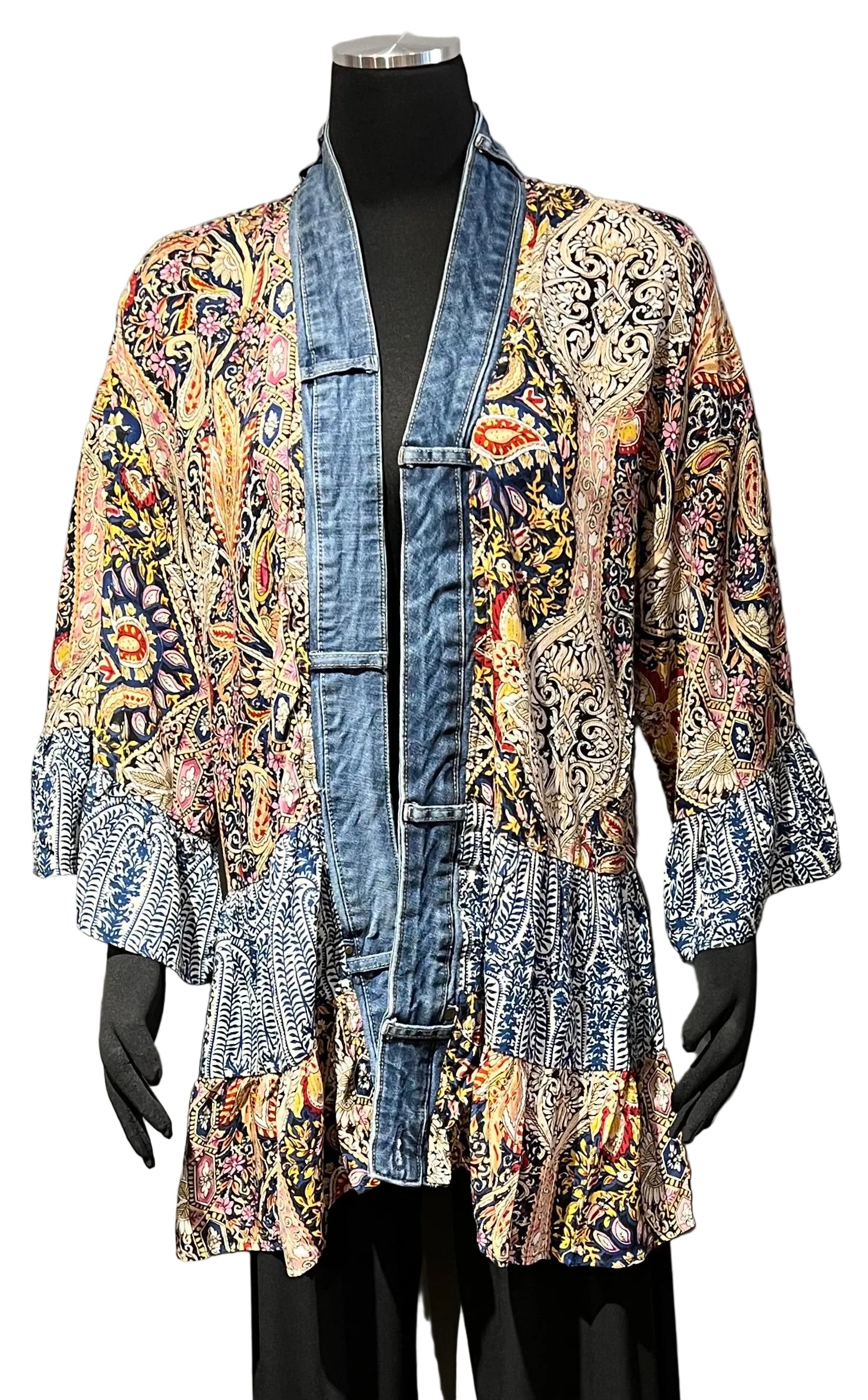Shannon Passero 5846BP Blue Paisley Mix One Size Tiered Cardigan
