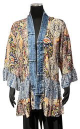 Shannon Passero 5846BP Blue Paisley Mix One Size Tiered Cardigan