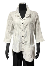 Moonlight WJ1020WT White Button Front Wire Collar Crinkle Shirt Jacket