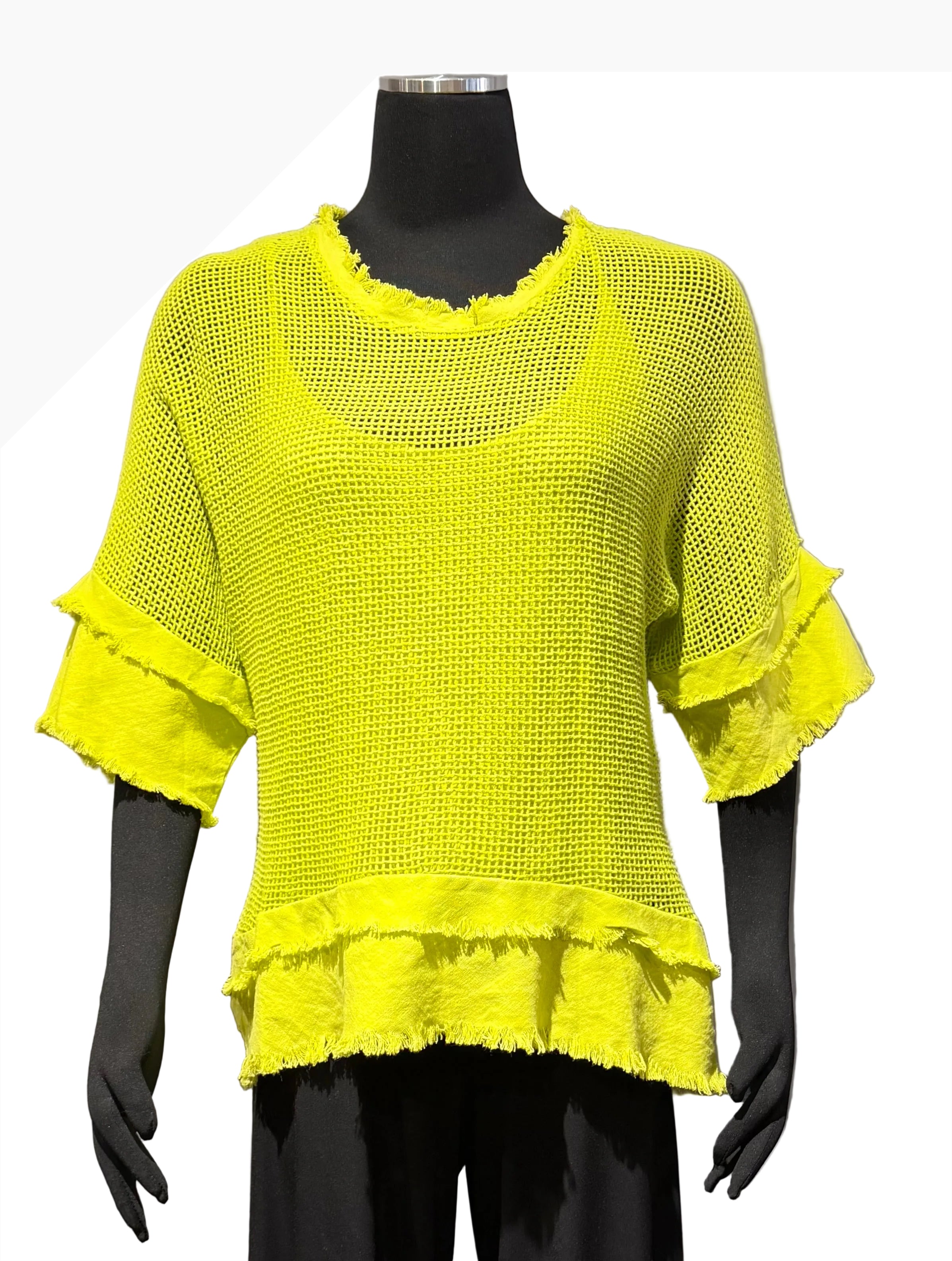 Tempo Paris 12189CLM LIME 100% Wash Cotton Mesh Topper With Matching Tank