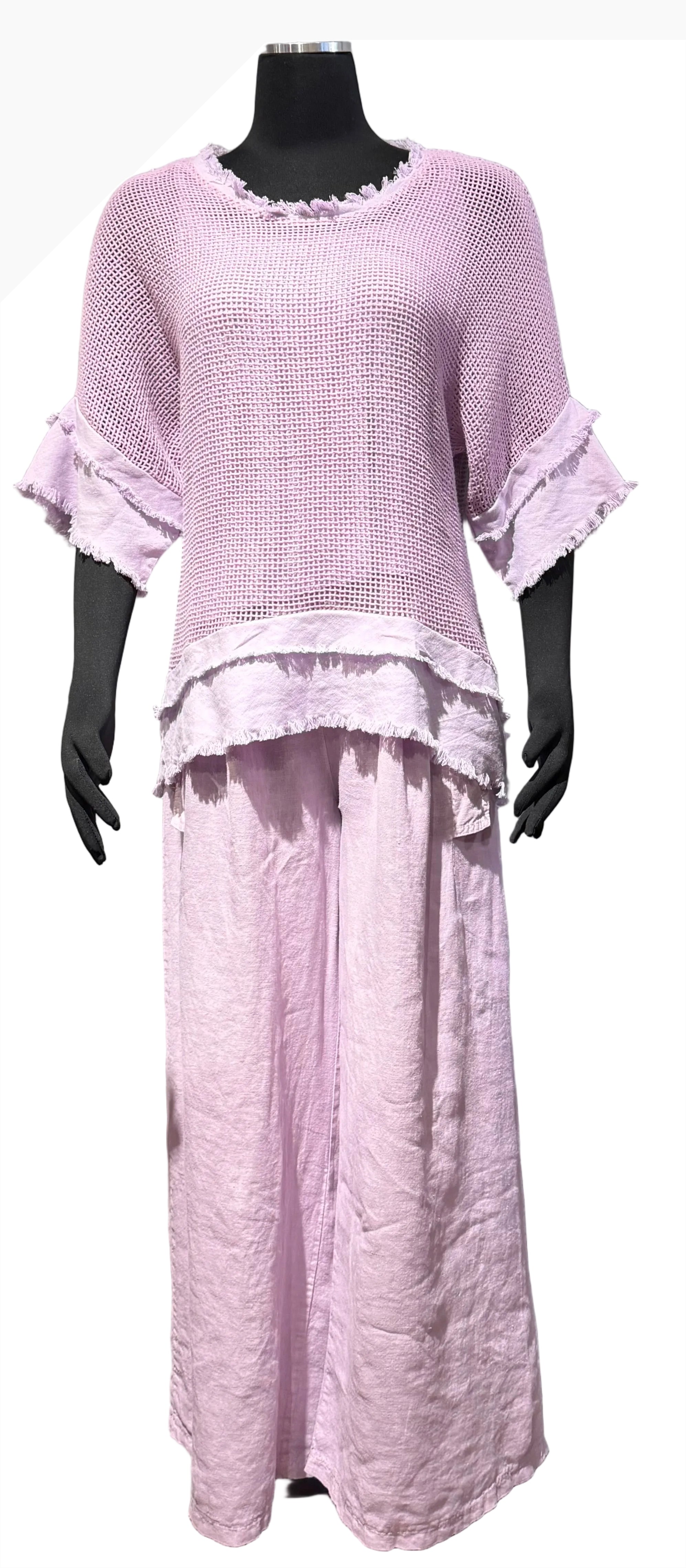 Tempo Paris 9197ALV LAVENDER 100% Linen Pull-On Pants