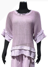 Tempo Paris 12189CLV LAVENDER 100% Wash Cotton Mesh Topper With Matching Tank