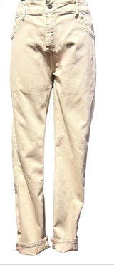 Tempo Paris 1708KBG BEIGE Floral Print Reversible Jeans