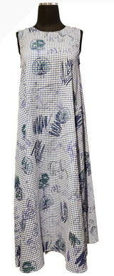 Terra T5607RB ROYAL BLUE Graffiti Print Sleeveless Knit Dress With Pockets