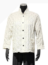 Christopher Calvin 4691WT White Pucker Button Front Top