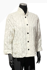 Christopher Calvin 4691WT White Pucker Button Front Top