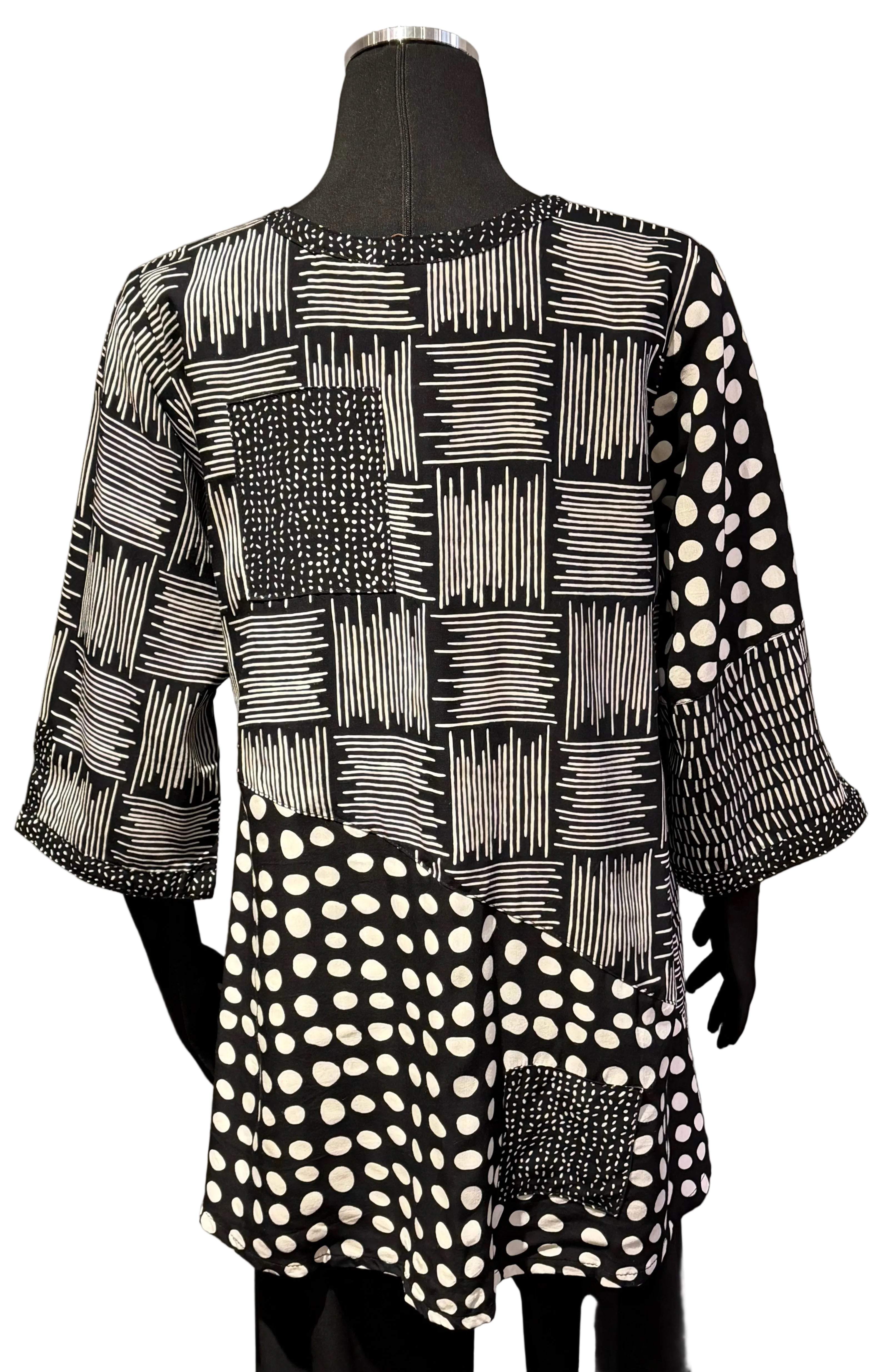 Lyng W1069RBW Black and White Combo Tee