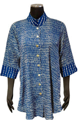 Lyng W1302RIN Indigo Lucy 3/4 Sleeve Woven Rayon Top