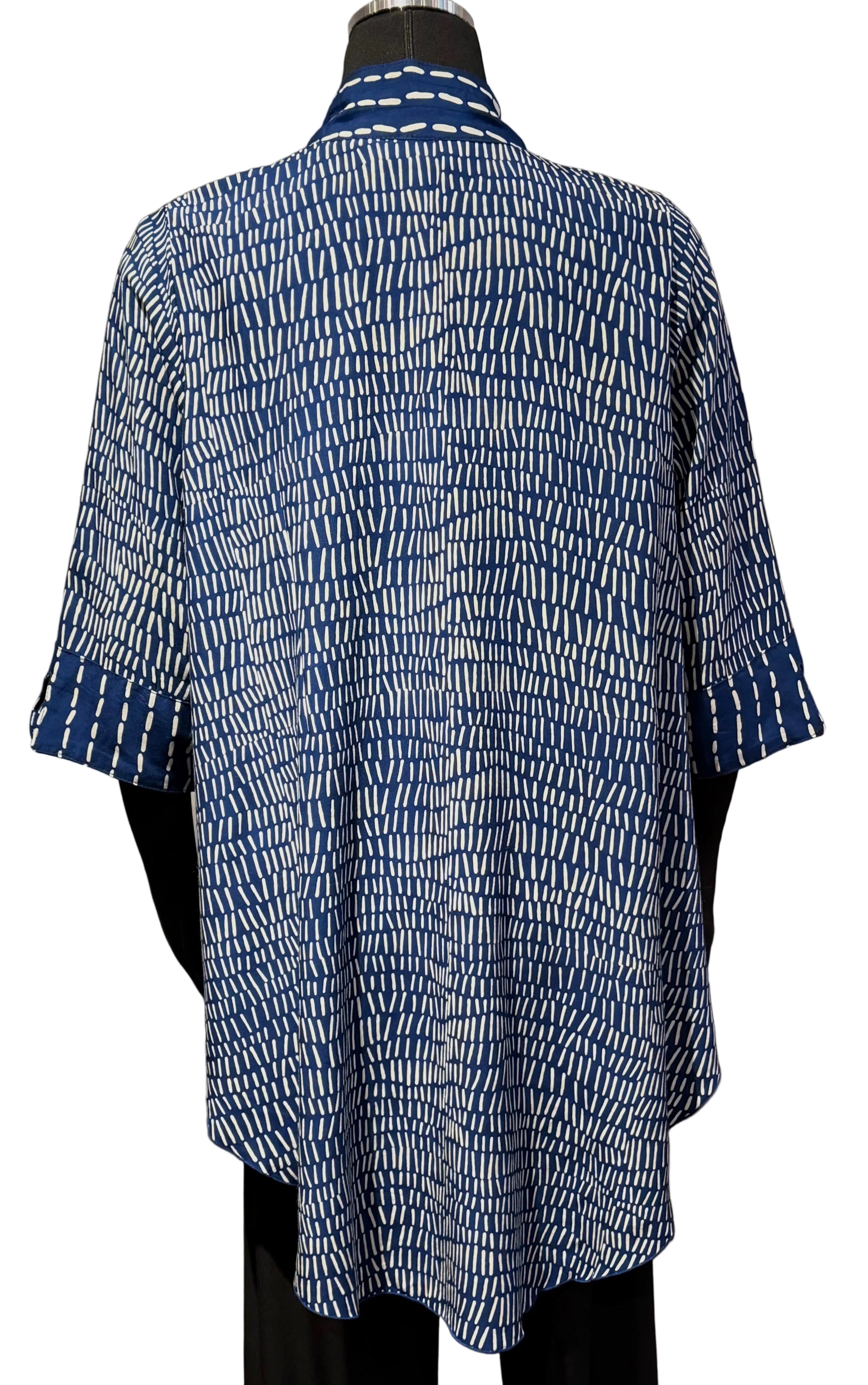 Lyng W1302RIN Indigo Lucy 3/4 Sleeve Woven Rayon Top