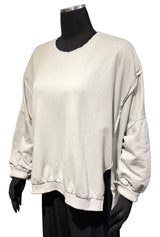 Suzy D WERFG Fossil Grey Werugia Oversize One Size Raw Edge Sweatshirt With Splits