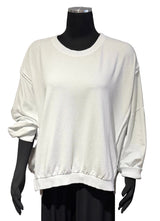 Suzy D WERWT White Werugia Oversize One Size Raw Edge Sweatshirt With Splits