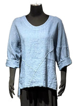 Tempo Paris 9312AD DENIM 100% Linen Fringe Edge Tunic