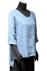 Tempo Paris 9312AD DENIM 100% Linen Fringe Edge Tunic