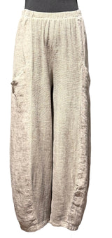 Tempo Paris 172ETP TAUPE 100% Wash Linen Pull-On Balloon Pants