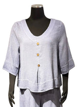 Tempo Paris 2219EDN DENIM Linen and Cotton V-Neck Top