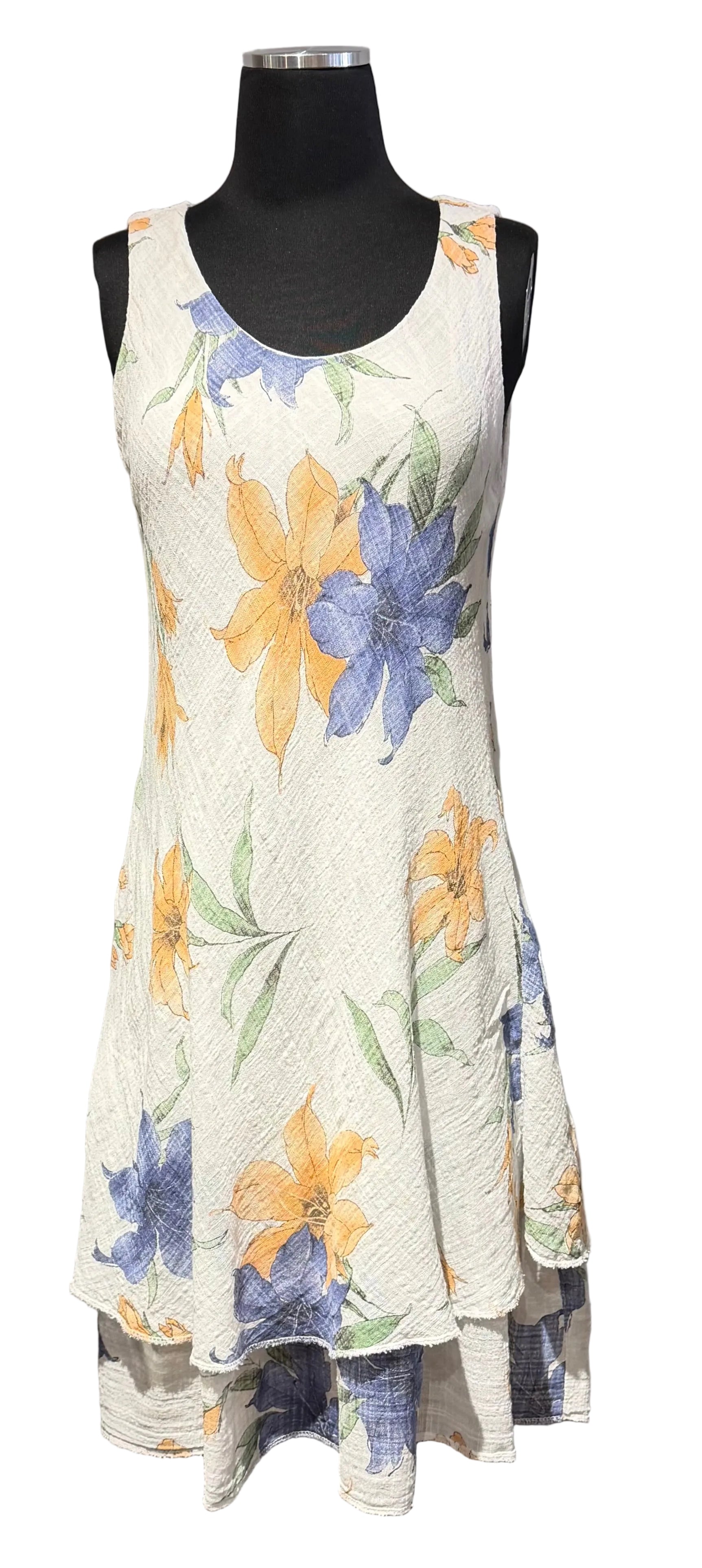 Tempo Paris 3827CWT White 100% Cotton Bias Cut Tank Dress