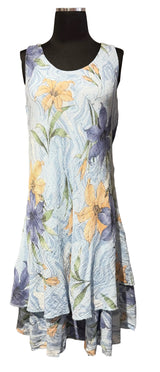 Tempo Paris 3827CBU Blue 100% Cotton Bias Cut Tank Dress