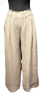 Tempo Paris 1239ATP TAUPE 100% Linen Pull-On Palazzo Pant