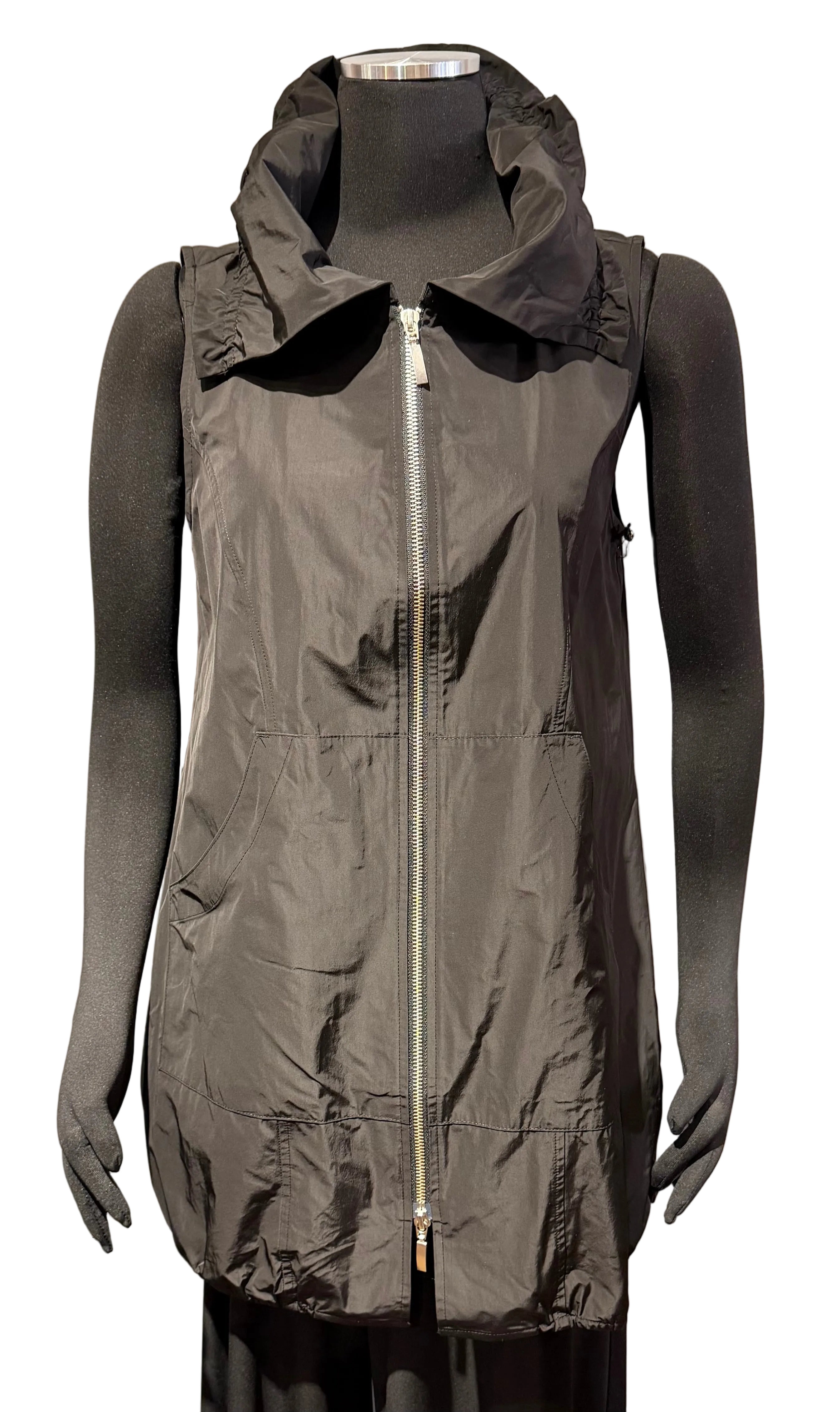 Olivia By Habitat 360603BK BLACK Perfect Sculpt Tunic Length Zip Up Vest