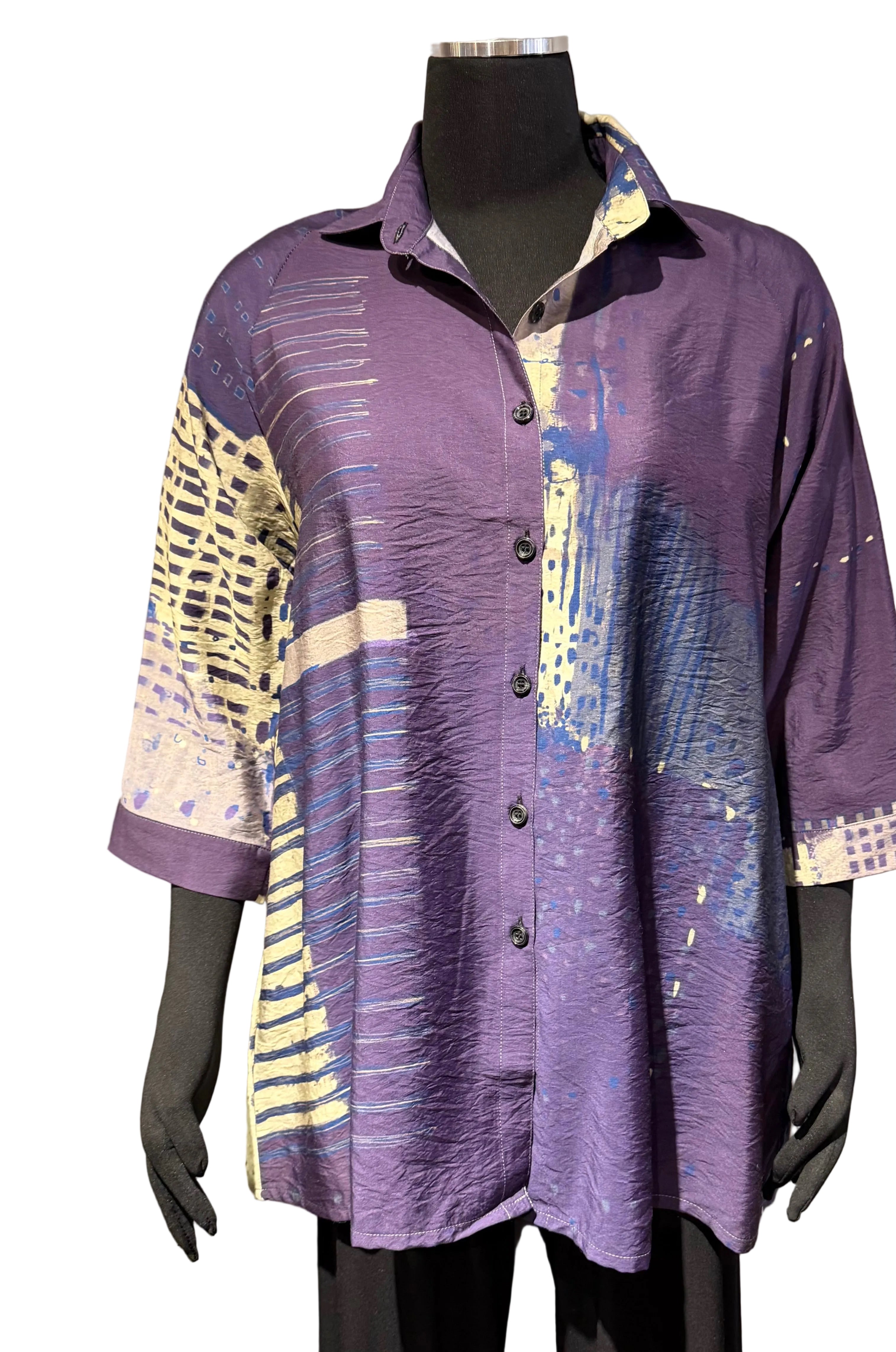 3 Potato C2127PUP PUP Tunic Length Button Front Shirt