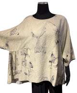 3 Potato 0025225RAB1 25RAB1 One Size 3/4 Sleeve Hand Painted Butterfly Blouse