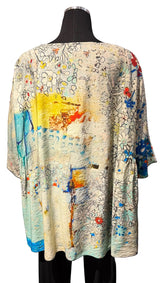 3 Potato 00252FA FLOWER A One Size 3/4 Sleeve Hand Painted Butterfly Blouse