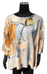 3 Potato 00252BIRDB BIRDB One Size 3/4 Sleeve Hand Painted Butterfly Top