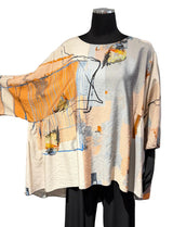 3 Potato 00252BIRDB BIRDB One Size 3/4 Sleeve Hand Painted Butterfly Top