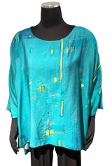 3 Potato 00252TK TK One Size 3/4 Sleeve Hand Painted Butterfly Top