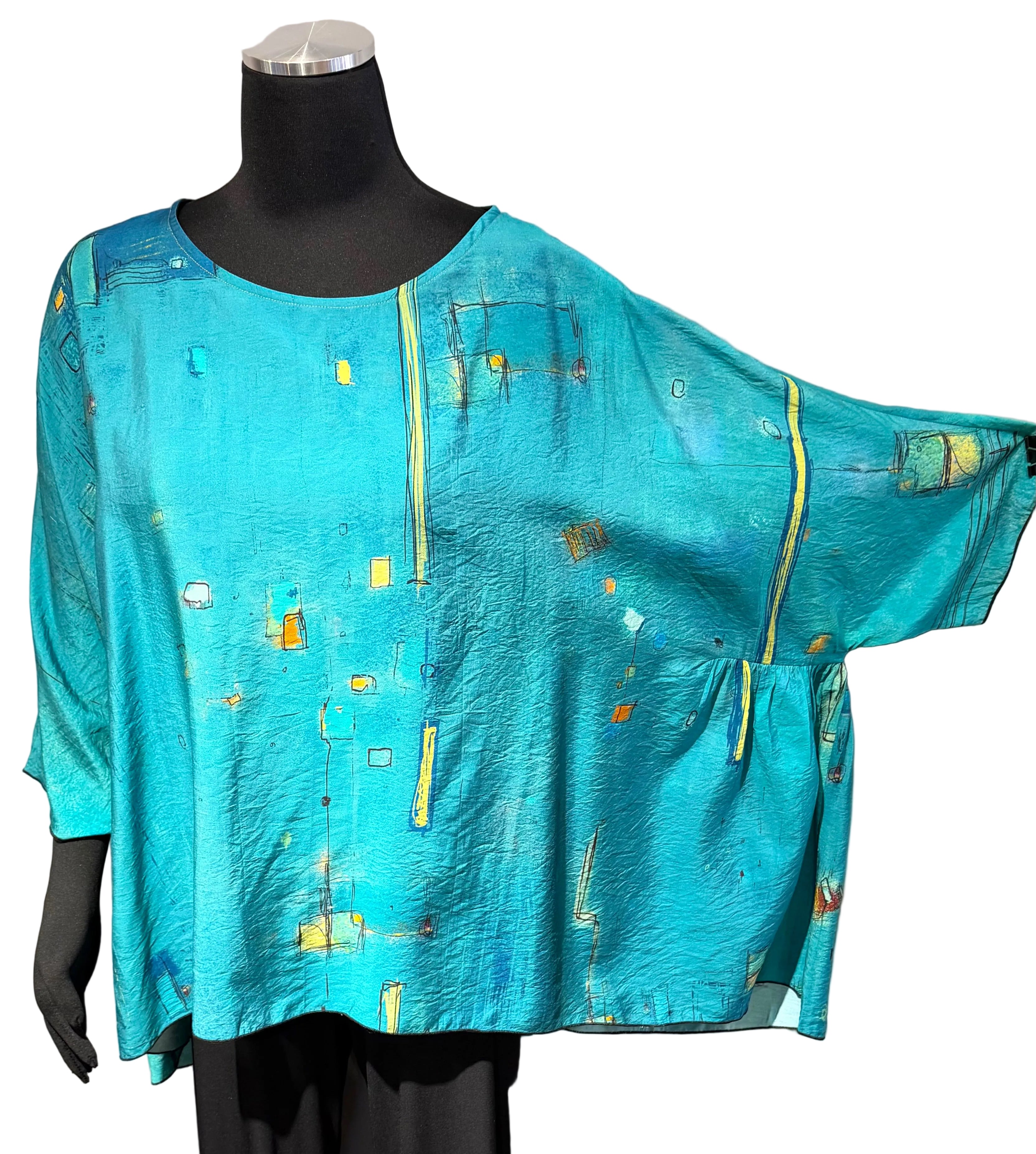 3 Potato 00252TK TK One Size 3/4 Sleeve Hand Painted Butterfly Top