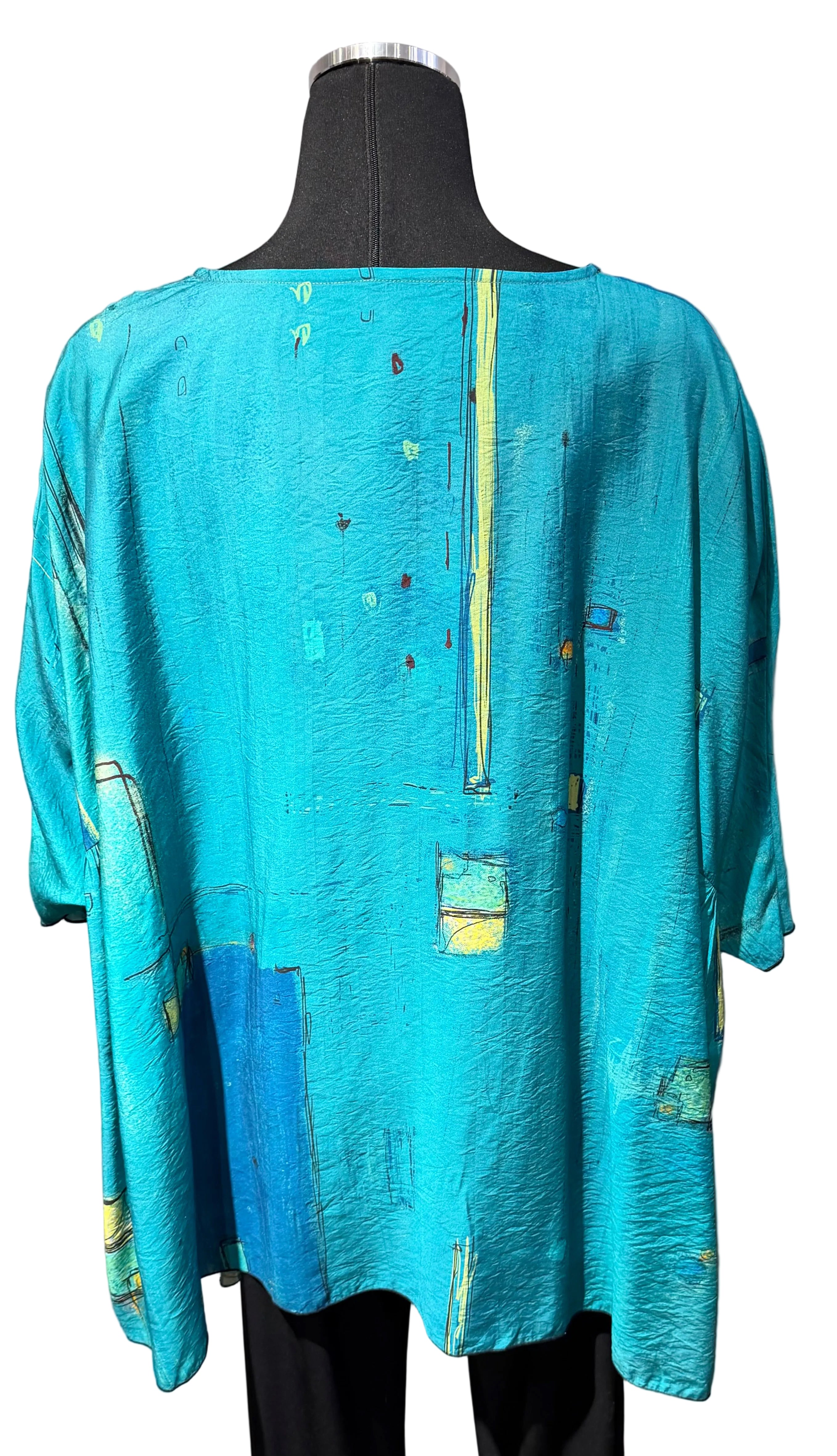 3 Potato 00252TK TK One Size 3/4 Sleeve Hand Painted Butterfly Top