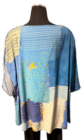 3 Potato 00252BLUEB BLUEB One Size 3/4 Sleeve Hand Painted Butterfly Top