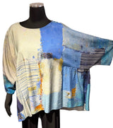 3 Potato 00252BLUEB BLUEB One Size 3/4 Sleeve Hand Painted Butterfly Top