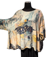3 Potato 00252MUTIA MUTIA One Size 3/4 Sleeve Hand Painted Butterfly Top