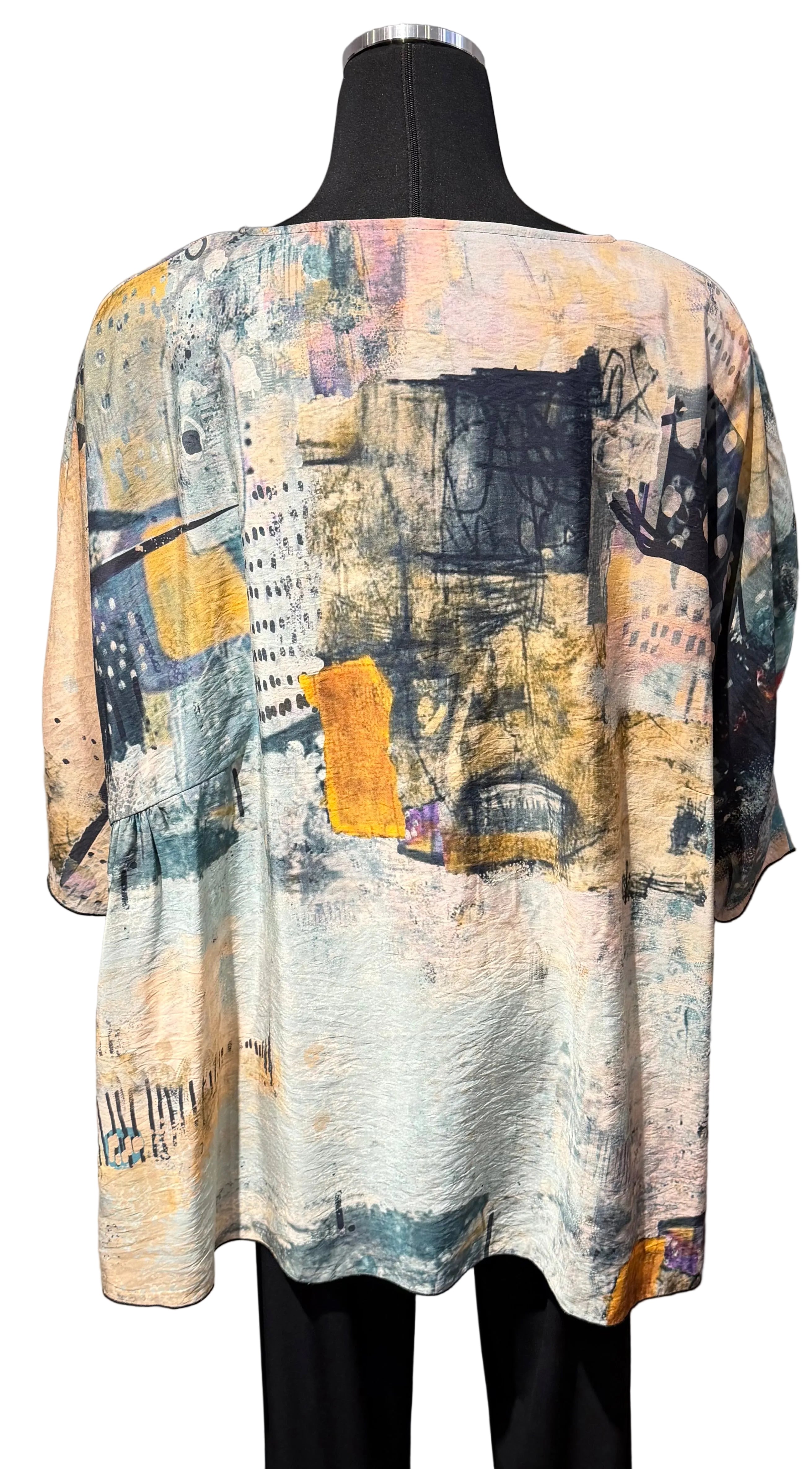 3 Potato 00252MUTIA MUTIA One Size 3/4 Sleeve Hand Painted Butterfly Top